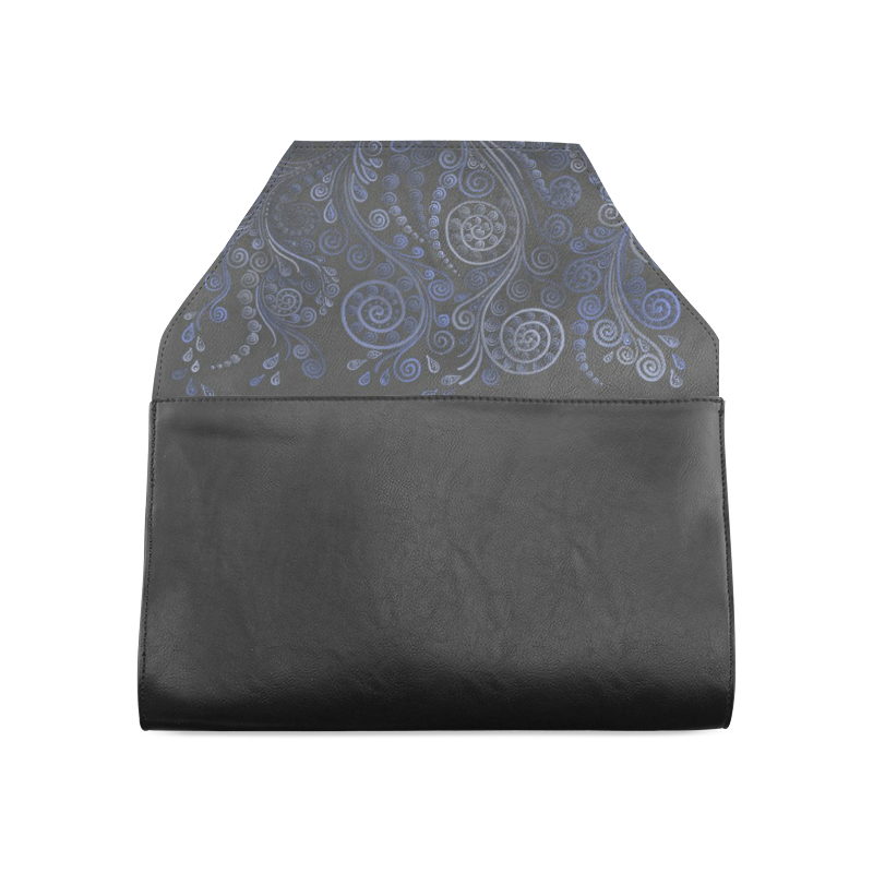 Ornamental blue on gray Clutch Bag (Model 1630)