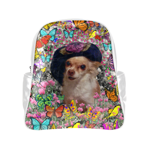 Chi Chi in Yellow Butterflies, Chihuahua Puppy Dog Multi-Pockets Backpack (Model 1636)