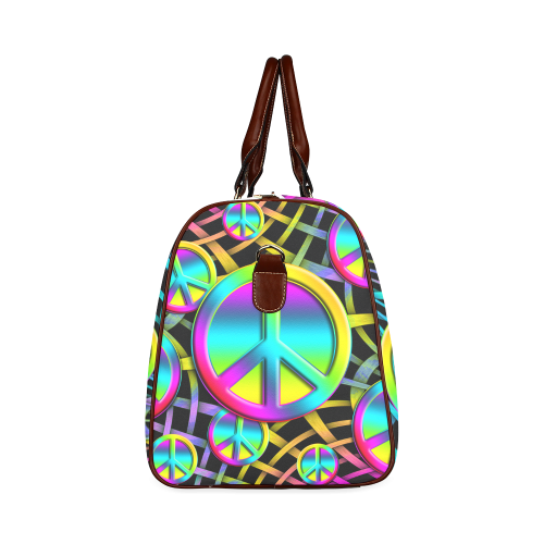 Colorful Peace Pattern Waterproof Travel Bag/Small (Model 1639)