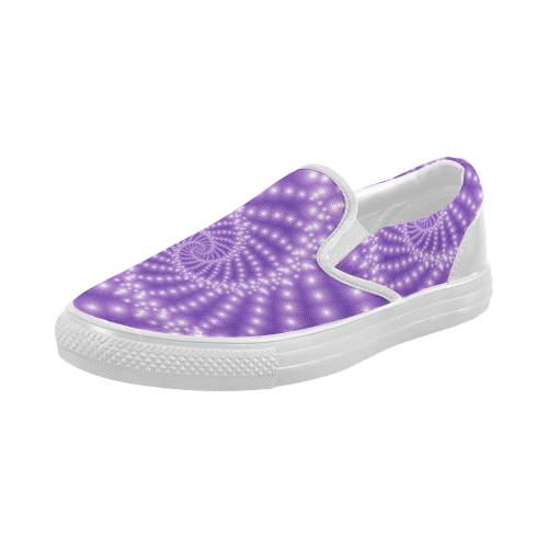 Glossy Purple  Beads Spiral Fractal Women's Slip-on Canvas Shoes (Model 019)