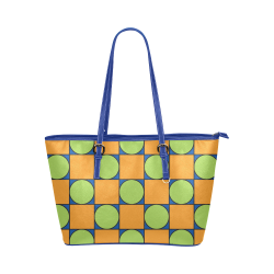 Green and Orange Geometric Pattern Leather Tote Bag/Large (Model 1651)