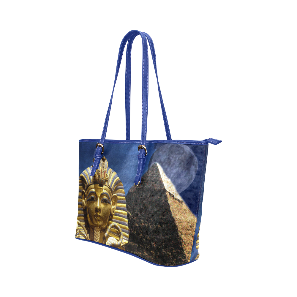 King Tut and Pyramid Leather Tote Bag/Large (Model 1651)