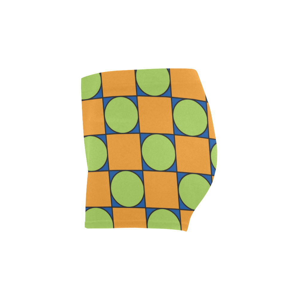 Green and Orange Geometric Pattern Briseis Skinny Shorts (Model L04)