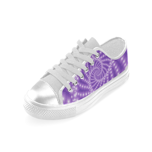 Glossy Purple  Beads Spiral Fractal Women's Classic Canvas Shoes (Model 018)