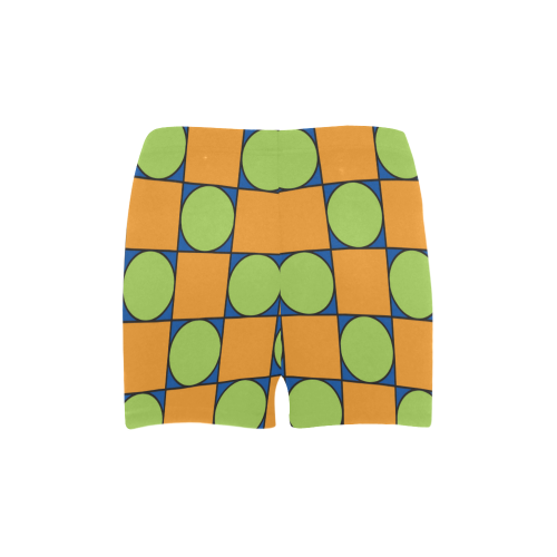 Green and Orange Geometric Pattern Briseis Skinny Shorts (Model L04)