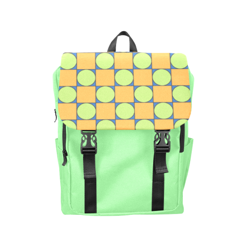Green and Orange Geometric Pattern Casual Shoulders Backpack (Model 1623)