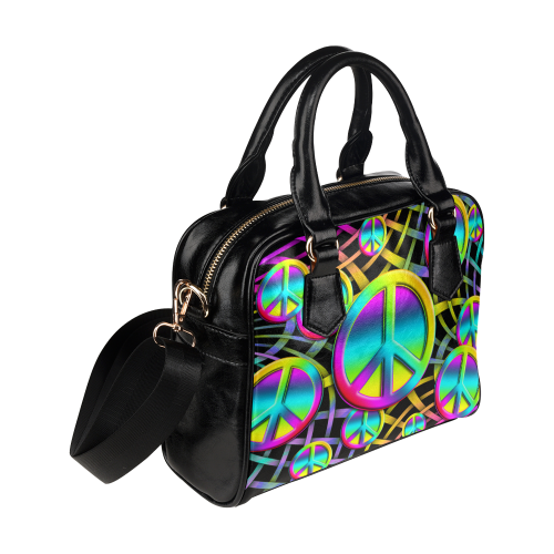 Colorful Peace Pattern Shoulder Handbag (Model 1634)