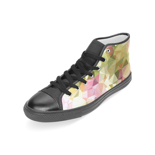 Low Poly - Pastel Flowers Women's Classic High Top Canvas Shoes (Model 017)
