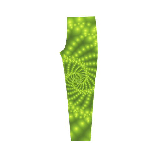 Glossy Lime Green Beads Spiral Fractal Capri Legging (Model L02)