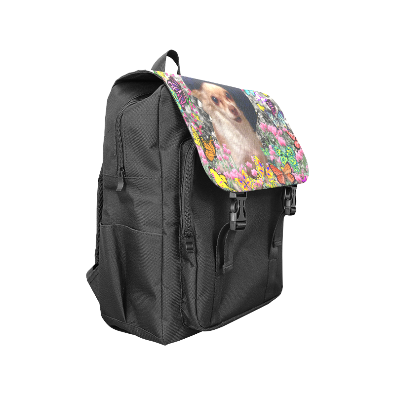 Chi Chi in Yellow Butterflies, Chihuahua Puppy Dog Casual Shoulders Backpack (Model 1623)