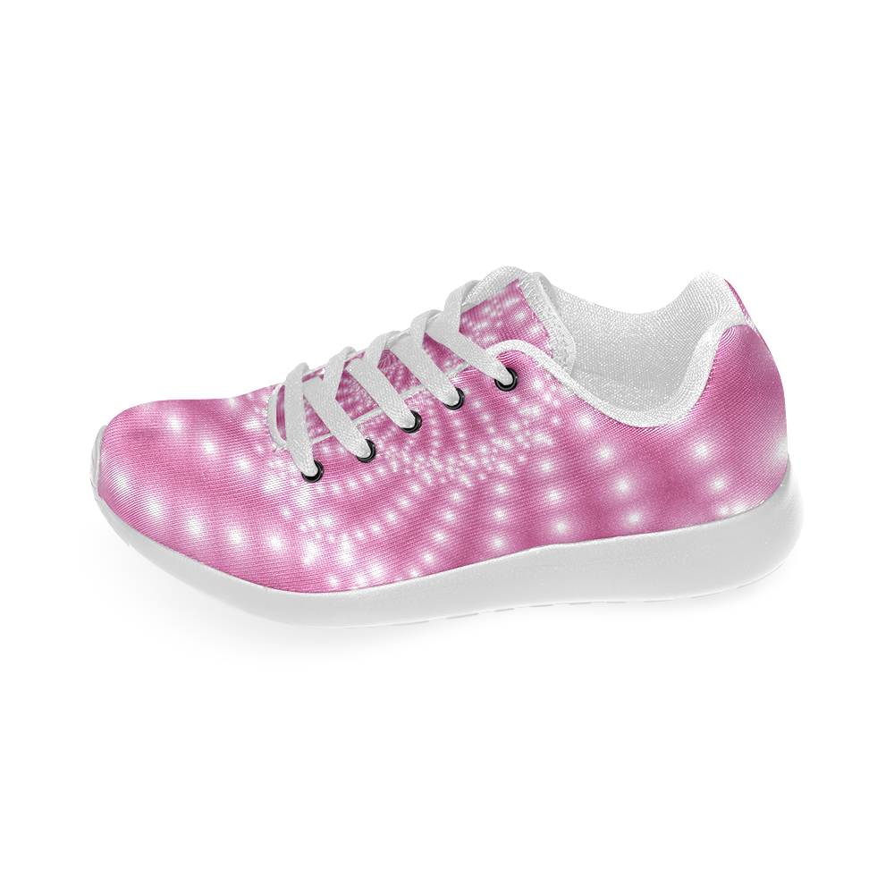 Glossy Pink Beads Spiral Fractal Women’s Running Shoes (Model 020)