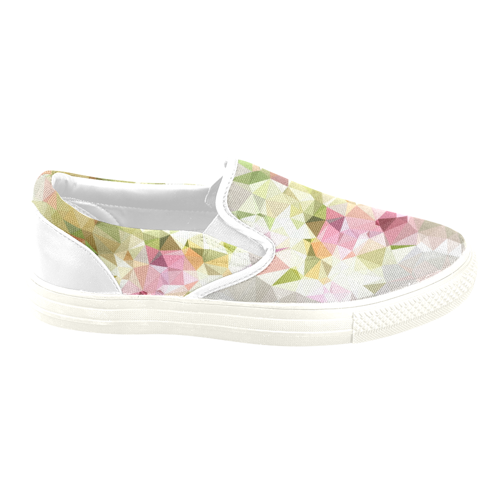 Low Poly Pastel Flowers Women's Unusual Slip-on Canvas Shoes (Model 019)