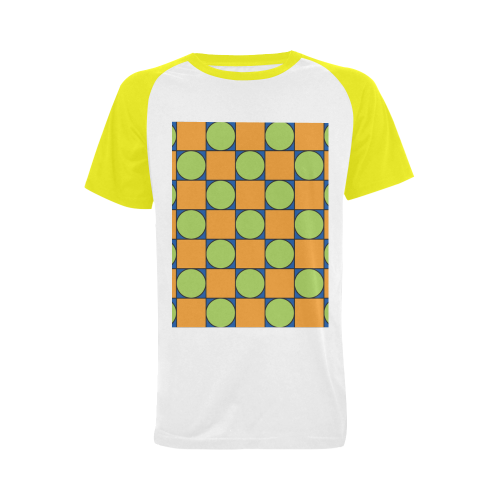 Green and Orange Geometric Pattern Men's Raglan T-shirt Big Size (USA Size) (Model T11)