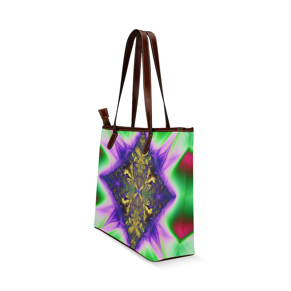 Pretty Colorful Kaleidoscope Flower Shoulder Tote Bag (Model 1646)