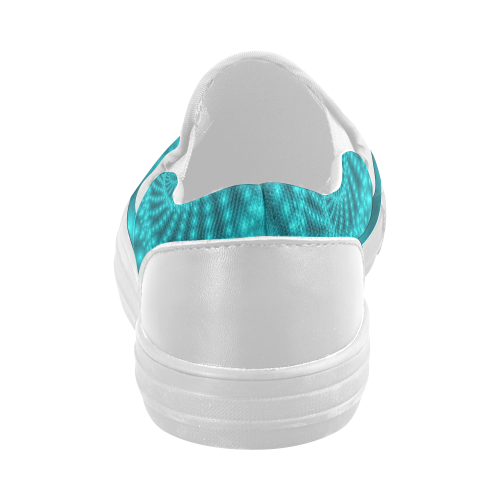 Glossy Turquoise  Beads Spiral Fractal Women's Slip-on Canvas Shoes (Model 019)