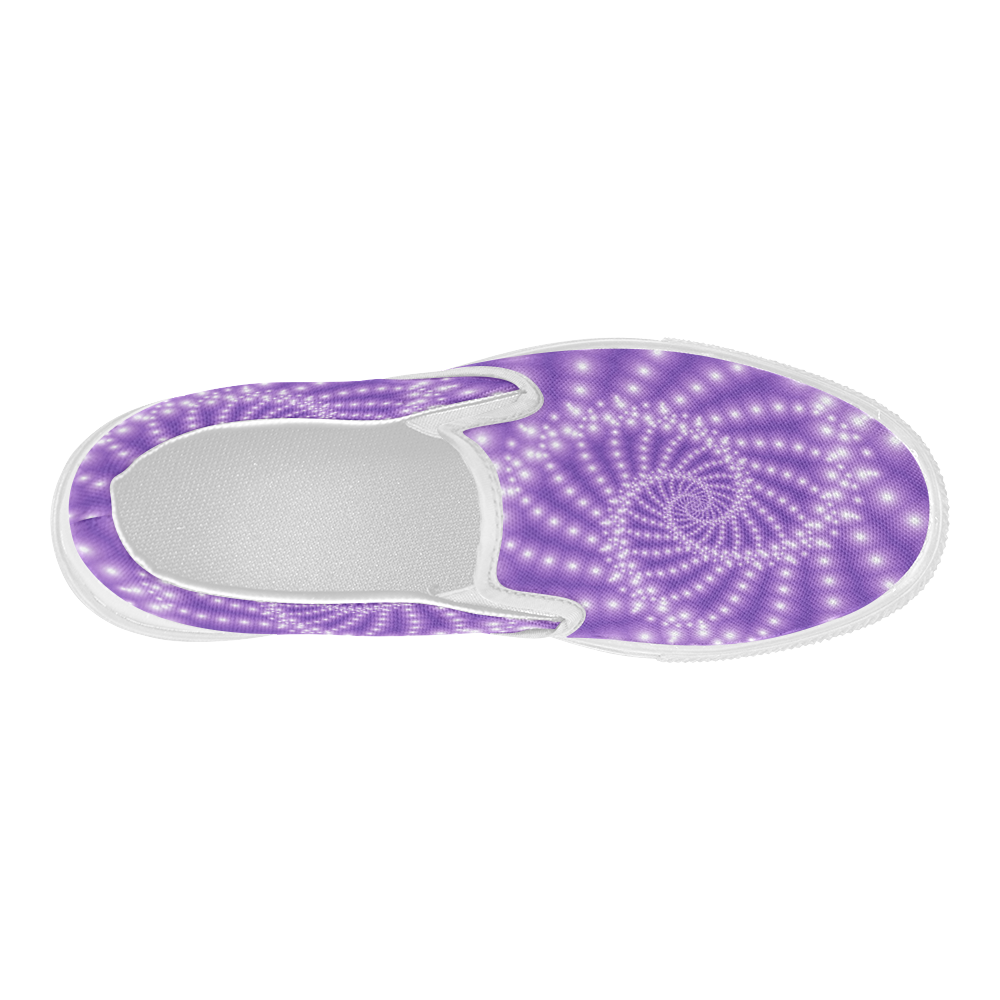 Glossy Purple  Beads Spiral Fractal Women's Slip-on Canvas Shoes (Model 019)