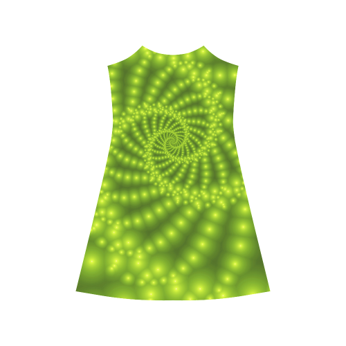 Glossy Lime Green Beads Spiral Fractal Alcestis Slip Dress (Model D05)