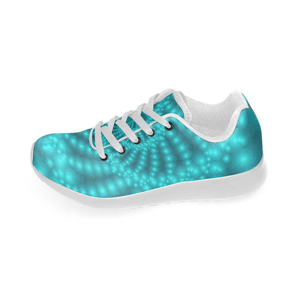 Glossy Turquoise  Beads Spiral Fractal Women’s Running Shoes (Model 020)