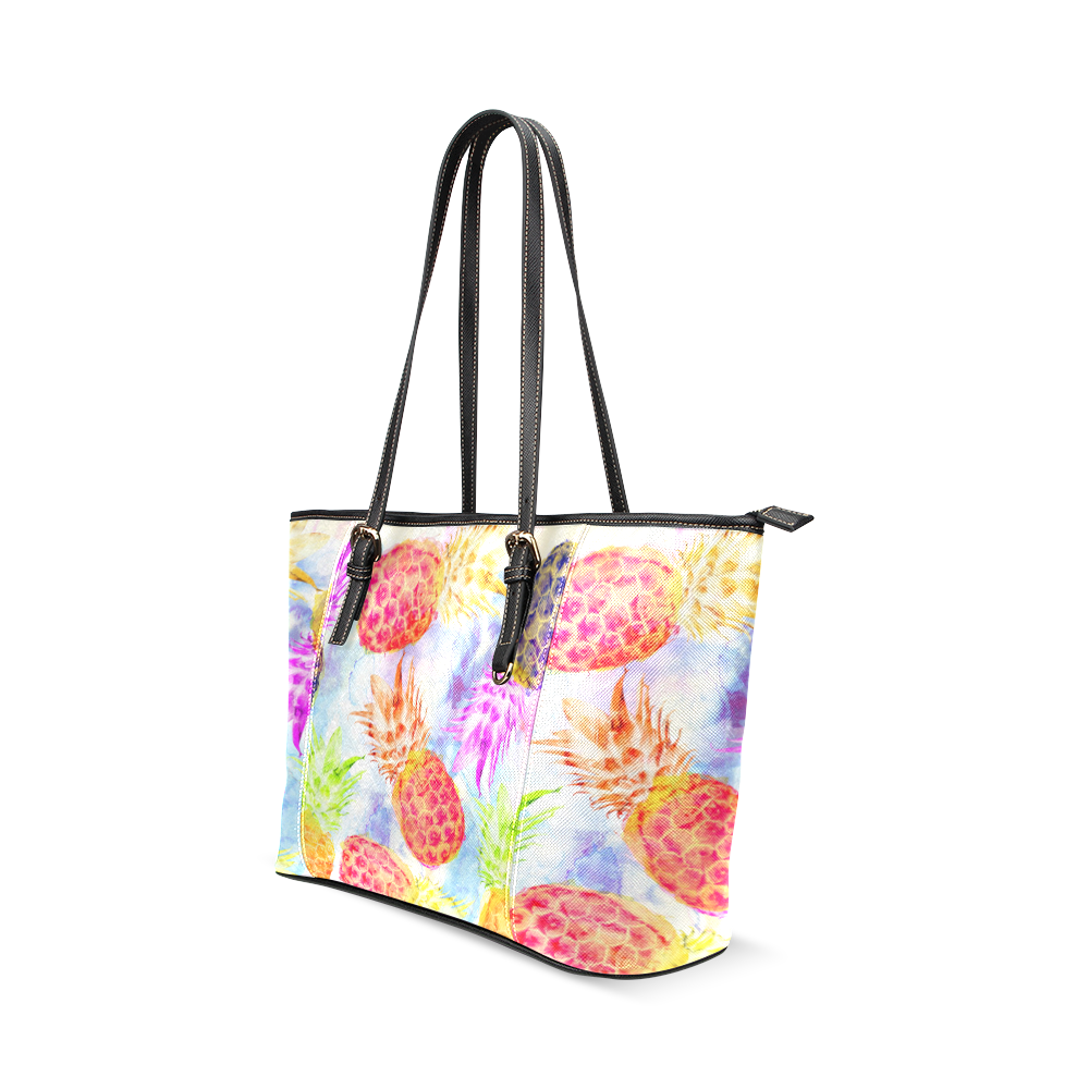 Pineapples Leather Tote Bag/Small (Model 1640)