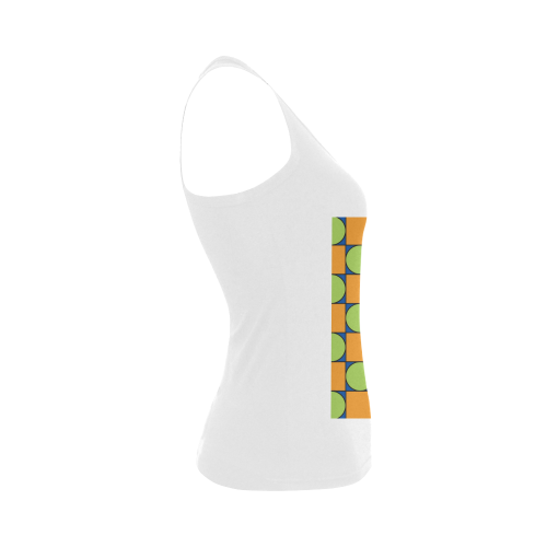 Green and Orange Geometric Pattern Women's Shoulder-Free Tank Top (Model T35)