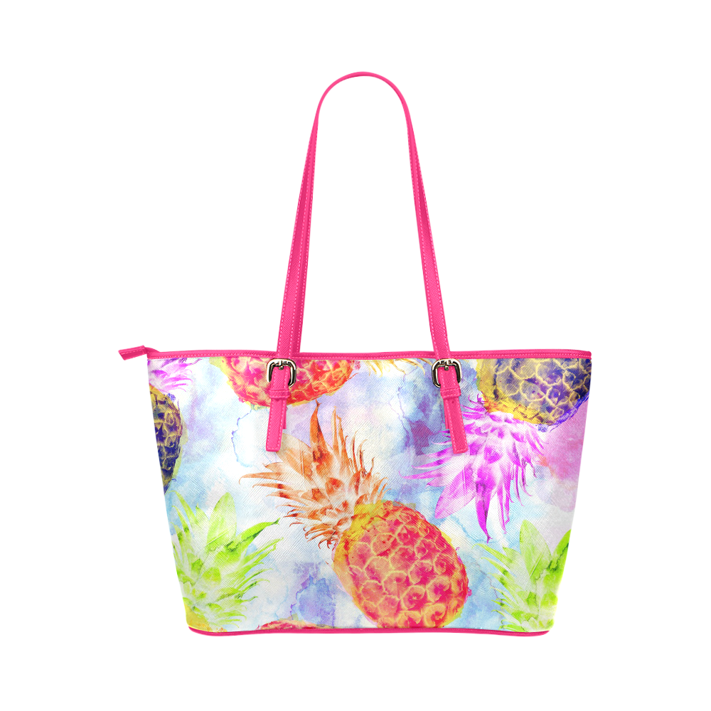 Pineapples Leather Tote Bag/Large (Model 1651)