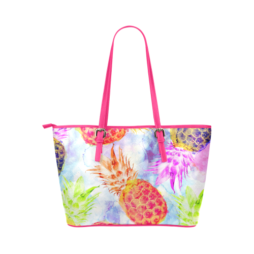 Pineapples Leather Tote Bag/Large (Model 1651)