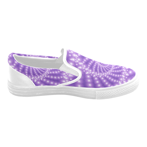 Glossy Purple  Beads Spiral Fractal Women's Unusual Slip-on Canvas Shoes (Model 019)