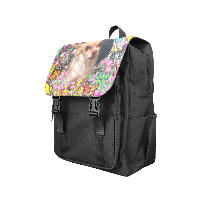 Chi Chi in Yellow Butterflies, Chihuahua Puppy Dog Casual Shoulders Backpack (Model 1623)