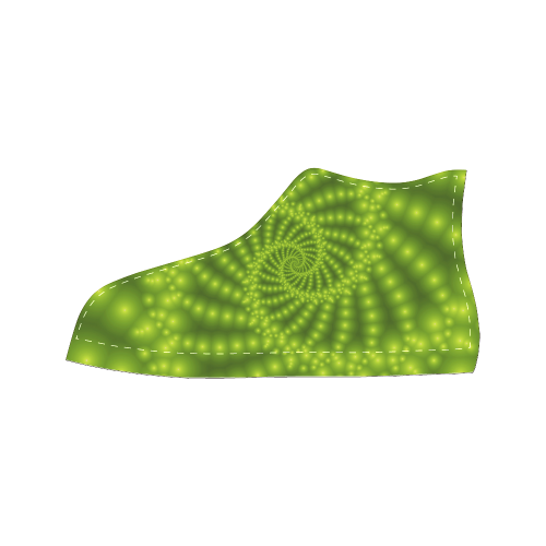 Glossy Lime Green Beads Spiral Fractal Women's Classic High Top Canvas Shoes (Model 017)