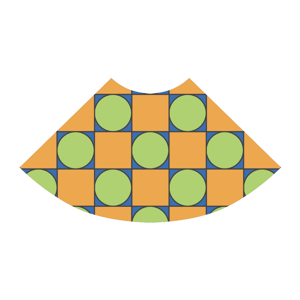 Green and Orange Geometric Pattern Atalanta Sundress (Model D04)