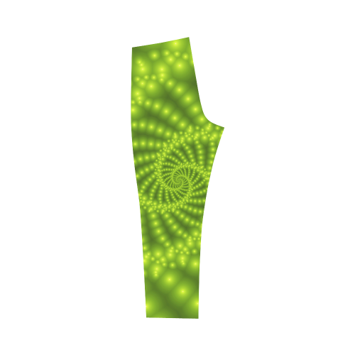 Glossy Lime Green Beads Spiral Fractal Capri Legging (Model L02)