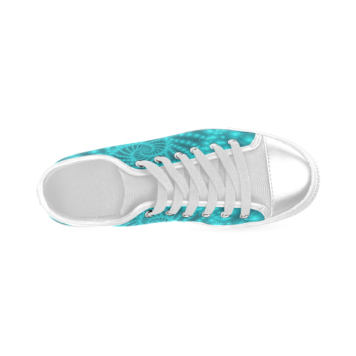 Glossy Turquoise  Beads Spiral Fractal Women's Classic Canvas Shoes (Model 018)