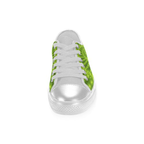 Glossy Lime Green Beads Spiral Fractal Women's Classic Canvas Shoes (Model 018)