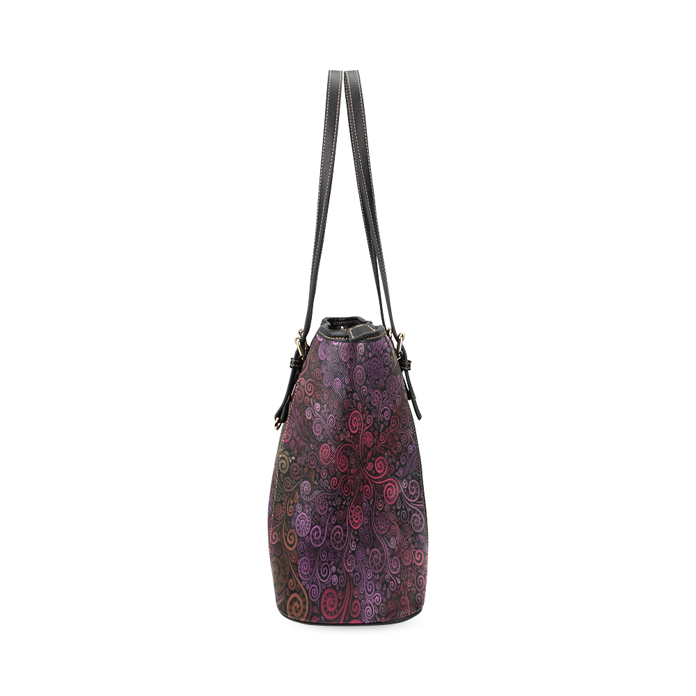 Psychedelic 3D Rose Leather Tote Bag/Large (Model 1640)