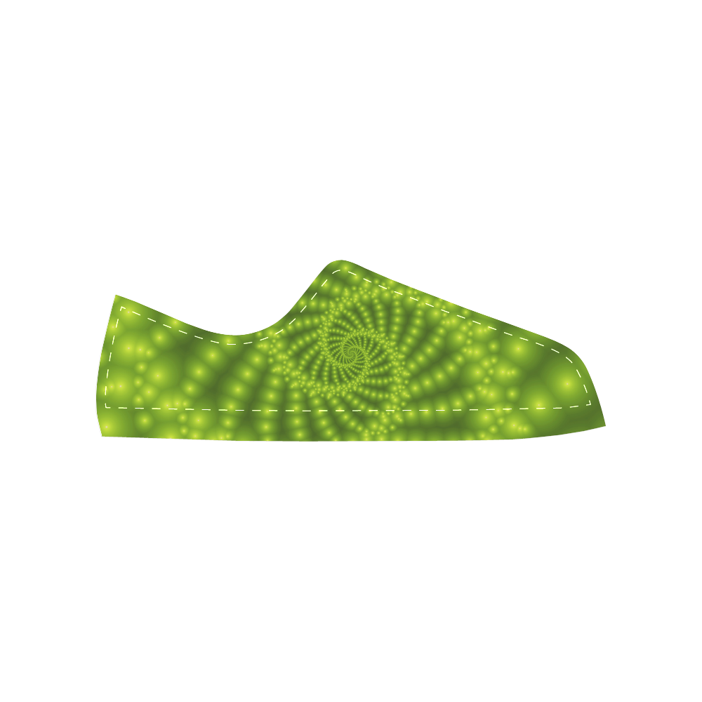Glossy Lime Green Beads Spiral Fractal Women's Classic Canvas Shoes (Model 018)