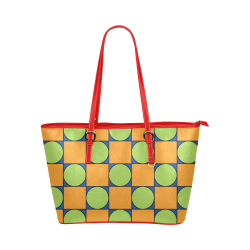 Green and Orange Geometric Pattern Leather Tote Bag/Small (Model 1651)