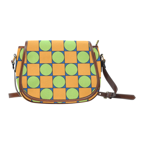 Green and Orange Geometric Pattern Saddle Bag/Large (Model 1649)