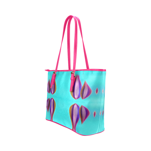 Leather tote bag  with sea colors Leather Tote Bag/Large (Model 1651)