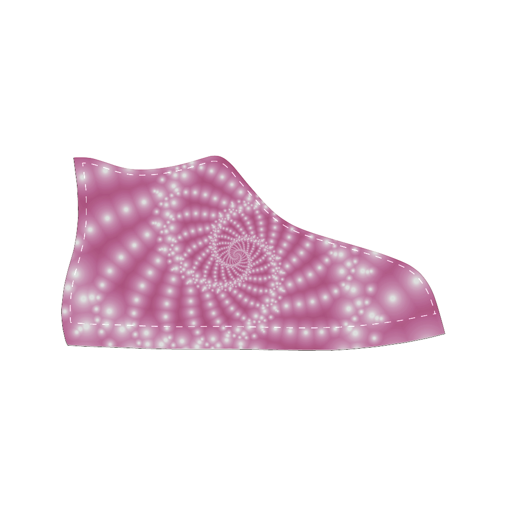 Glossy Pink Beads Spiral Fractal Women's Classic High Top Canvas Shoes (Model 017)