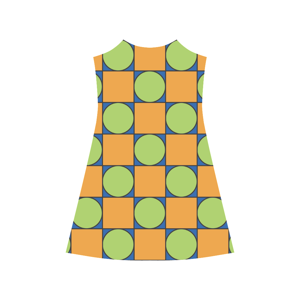 Green and Orange Geometric Pattern Alcestis Slip Dress (Model D05)