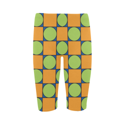 Green and Orange Geometric Pattern Hestia Cropped Leggings (Model L03)