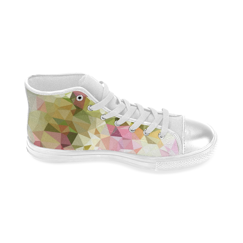 Low Poly Pastel Flowers Women's Classic High Top Canvas Shoes (Model 017)