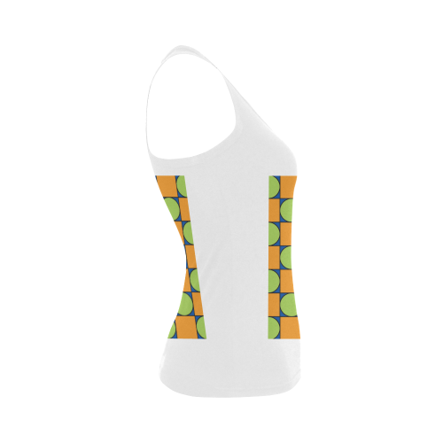 Green and Orange Geometric Pattern Women's Shoulder-Free Tank Top (Model T35)