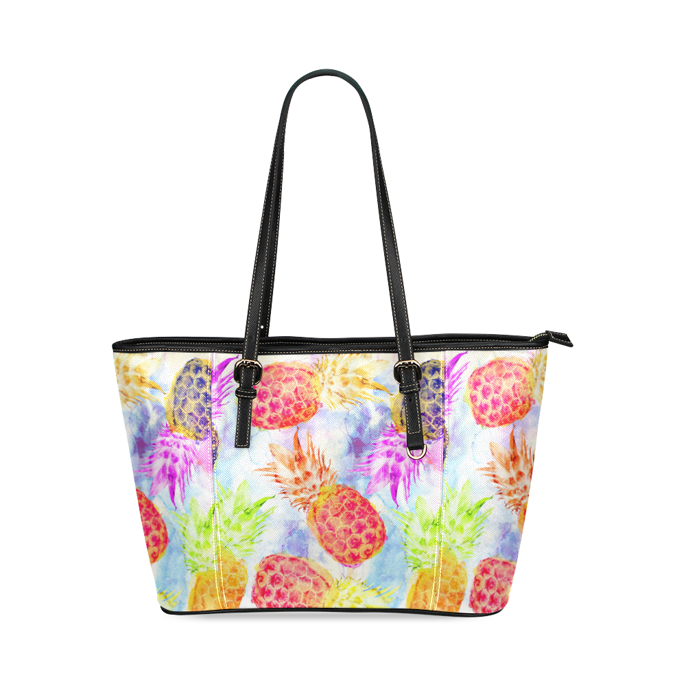 Pineapples Leather Tote Bag/Large (Model 1640)