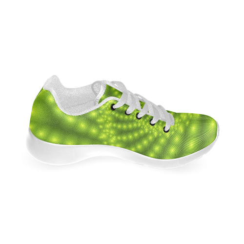 Glossy Lime Green Beads Spiral Fractal Women’s Running Shoes (Model 020)