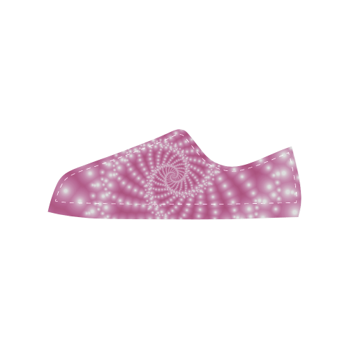 Glossy Pink Beads Spiral Fractal Women's Classic Canvas Shoes (Model 018)