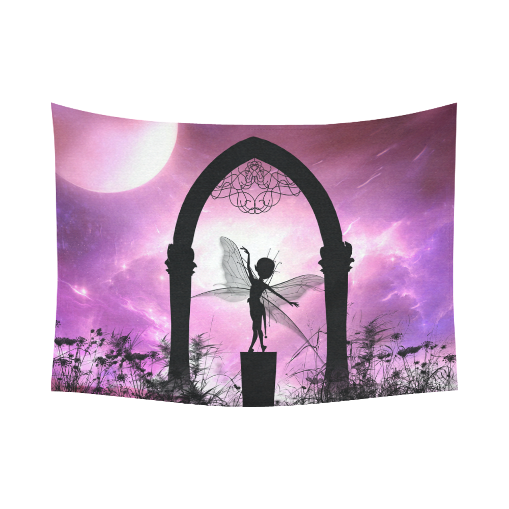 Cute dancing fairy in the night Cotton Linen Wall Tapestry 80"x 60"
