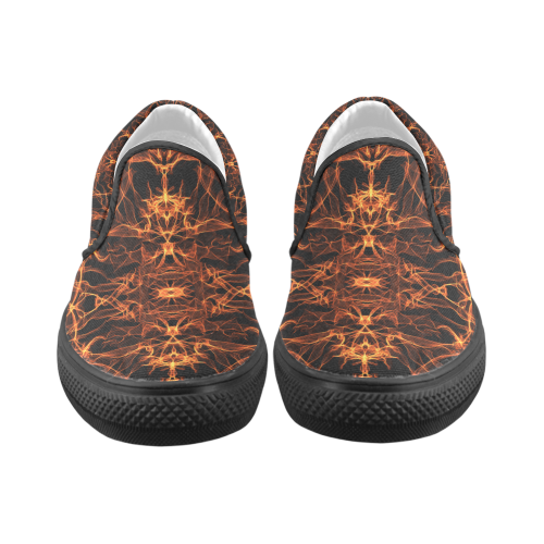 Orange SILK Arts Fractal Men's Unusual Slip-on Canvas Shoes (Model 019)