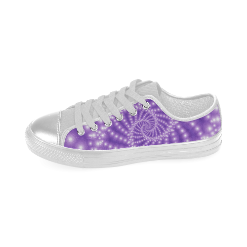 Glossy Purple  Beads Spiral Fractal Women's Classic Canvas Shoes (Model 018)
