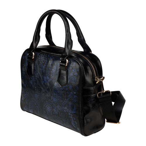 Ornamental blue on gray Shoulder Handbag (Model 1634)